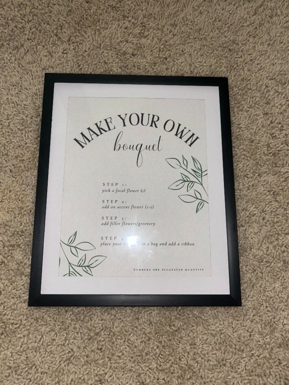 "Make Your Own Bouquet" framed sign